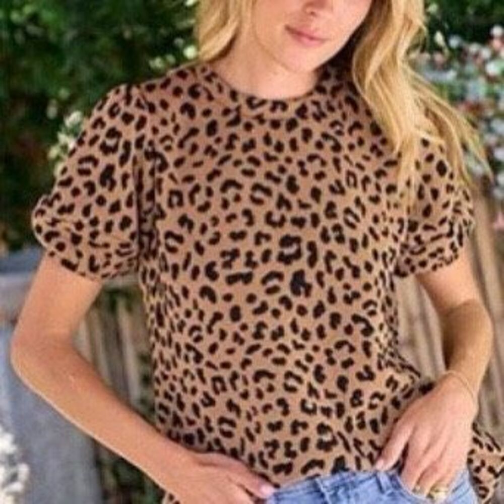 Hailey & Co Leopard Puff Sleeve stop | 2X‎